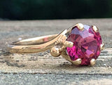 2ct Engagement Ring Round Cut Pink Ruby Swirl Solitaire 14k Yellow Gold Finish