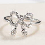 Bow Knot Design Engagement Ring 1.6ct Round Cut Diamond 14k White Gold Finish