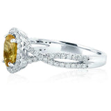 1.63ct Oval Cut Yellow Sapphire Engagement Ring Infinity Band 14k WhiteGold Over