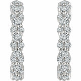 1ct Round Cut VVS1 D Diamond Clustered Hoop Earrings Women 14k White Gold Finish