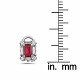 2ct Emerald Cut Pink Ruby Halo Diamond Women Stud Earrings 14k White Gold Finish