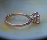 1.4ct Round Peach Morganite Diamond Accent Engagement Ring 14k Rose Gold Finish