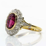 5ct Oval Cut Pink Ruby Engagement Ring Halo Vintage Inspired 14k DualGold Finish