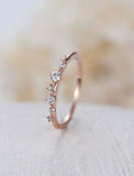 0.6ct Round Cut Diamond Engagement Ring Minimalist Cluster 14k Rose Gold Finish