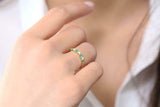 1.2ct Round Cut Green Emerald Half Eternity Wedding Band 14k Yellow Gold Finish