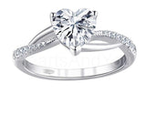 0.6ct Heart Simulated Diamond Split Shank Engagement Ring 14k White Gold Plated