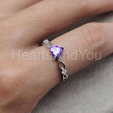 1ct Heart Cut Simulated Amethyst Infinity Engagement Ring 14k White Gold Plated