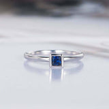 0.5ct Princess Cut Blue Sapphire Engagement Ring Solitaire 14k White Gold Finish