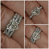 6Ct Heart Cut Diamond Wedding Bridal Trio Set Halo Ring Band 14K White Gold Over