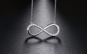 1.2ct Round Cut Diamond Infinity Wedding Pendant with Chain 14k WhiteGold Finish