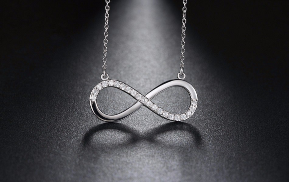 1.2ct Round Cut Diamond Infinity Wedding Pendant with Chain 14k WhiteGold Finish