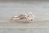 1.5ct Round Cut Peach Morganite Engagement Ring 14k RoseGold Finish Diamond Halo