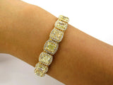 20Ct Radiant Yellow Sapphire Gatsby Halo Tennis Bracelet 14K Yellow Gold Finish