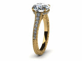 1.5ct Round Cut Diamond Vintage Solitaire Engagement Ring 14k Yellow Gold Finish