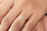 Minimalist Cluster Thin Wedding Band 1ct Round Cut Diamond 14k YellowGold Finish