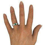 1Ct Marquise Green Emerald Trinity Solitaire Engagement Ring 14K Dual Gold Over