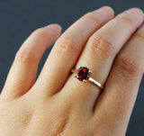 2ct Round Cut Red Garnet 4 Prong Solitaire Engagement Ring 14k YellowGold Finish