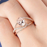 1.3ct Oval Cut Peach Morganite Engagement Ring 18k Rose Gold Finish Split Shank