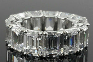 4ct Emerald Cut VVS1D Diamond Eternity Wedding Ring Band 14k White Gold Finish