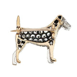 3.5ct Round Cut VVS1D Diamond Pointer Dog Pin Brooch 14K White Gold Finish