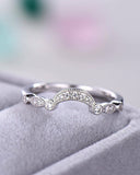 1Ct Round Cut Diamond Stackable Vintage Women Wedding Band 14K White Gold Finish