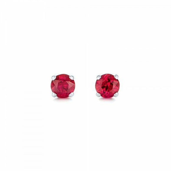 1ct Round Cut Pink Ruby Push Back Women Stud Earrings 14k White Gold Finish