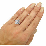 3.4Ct Marquise Cut Diamond Halo Solitaire with Accent Ring 14K White Gold Finish