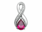 0.15ct Pear Cut Pink Ruby Pendant Infinity Design 14k White Gold Finish NO CHAIN