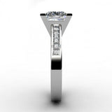 2ct Princess Cut Diamond Pave Style Accent Engagement Ring 14k White Gold Finish