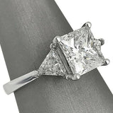 3Ct Princess Cut Diamond Trillion Accent Three Stone Ring 14K White Gold Finish