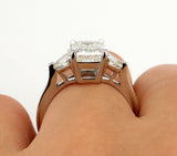 5Ct Emerald Cut Diamond Solitaire Ring 18K White Gold Finish Calf Head Accents