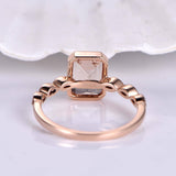 1ct Emerald Cut Peach Morganite Solitaire Engagement Ring 18k Rose Gold Finish