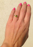 1ct Engagement Ring Pear Cut Green Peridot Accents Solitaire 14k YellowGold Over