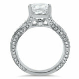 3.5Ct Princess Cut Diamond Split Shank Iced Solitaire Ring 14K White Gold Finish