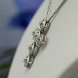 1ct Round Cut VVS1D Diamond Pendant with Chain Braided Cross 14k White Gold Over