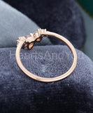 1ct Pear Cut Simulated Peach Morganite Curved Wedding Band 14k Rose Gold Plated