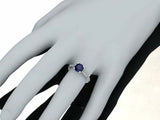 2ct Round Blue Sapphire Solitaire with Accent Milgrain Ring 18k WhiteGold Finish