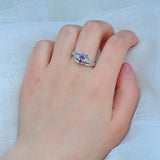 2.3ct Oval Cut Purple Amethyst Engagement Ring 14k White Gold Finish Solitaire