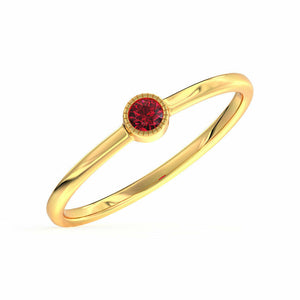 0.1Ct Round Pink Ruby Solitaire Minimalist Engagement Ring 14K Yellow Gold Over