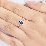 2.2ct Oval Cut Blue Sapphire Engagement Ring Halo Split Shank 14k Rose Gold Over