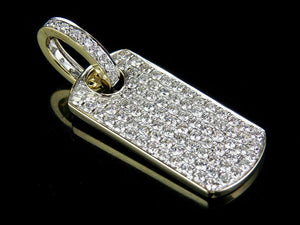 2.2ct Round Cut VVS1D Diamond Pendant Iced Out Dogtag 14k Yellow Gold Finish