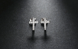 2ct Round Cut VVS1 Diamond Small Cross Design Stud Earrings 14k WhiteGold Finish