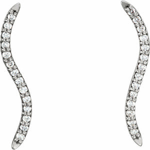 1ct Round Cut Diamond Twisted Ear Climber Earrings Women 14k White Gold Finish