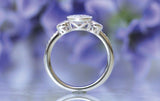 3 Stone Bezel Set Engagement Ring 1.2ct Round Cut Diamond 14k White Gold Finish