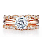 4Ct Round Cut VVS1/D Diamond Trio Bridal Set Solitaire Ring 14K Rose Gold Finish