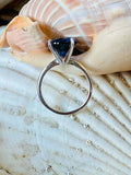 2.4ct Engagement Ring Round Cut Blue Sapphire Solitaire 14k White Gold Finish