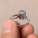 0.6ct Cushion Cut Purple Amethyst Engagement Ring 14k WhiteGold Finish Solitaire