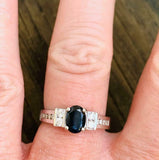 3ct Engagement Ring Oval Cut Sapphire Solitaire with Accent 14k White Gold Over