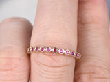 1ct Round Cut Pink Sapphire Wedding Band Bezel Set Stackable 14k YellowGold Over