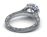 1.9ct Round Cut Diamond Milgrain Vintage Engagement Ring 14k White Gold Finish